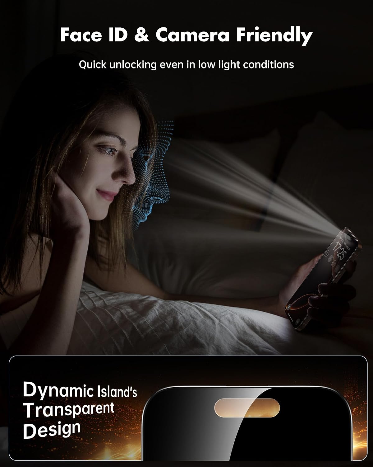 Detalle de UNBREAKcable iPhone 16 Pro Max privacy screen protector 28°