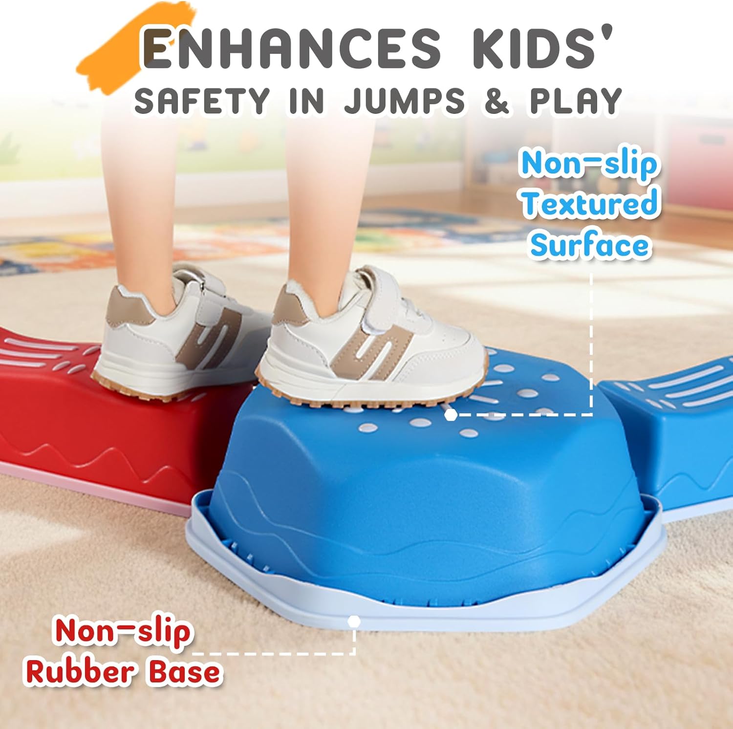 Detalle 2 de HappyField 18-Piece Non-Slip Balance Beam Stepping Stones Set (Stackable Obstacle Course)