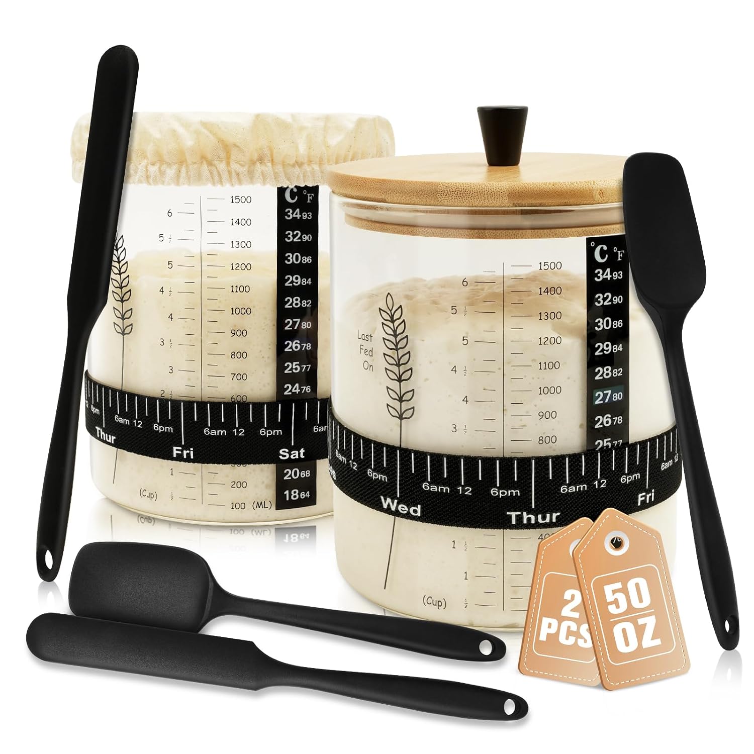 Detalle de Rakovar Sourdough Starter Jar Kit, 50oz