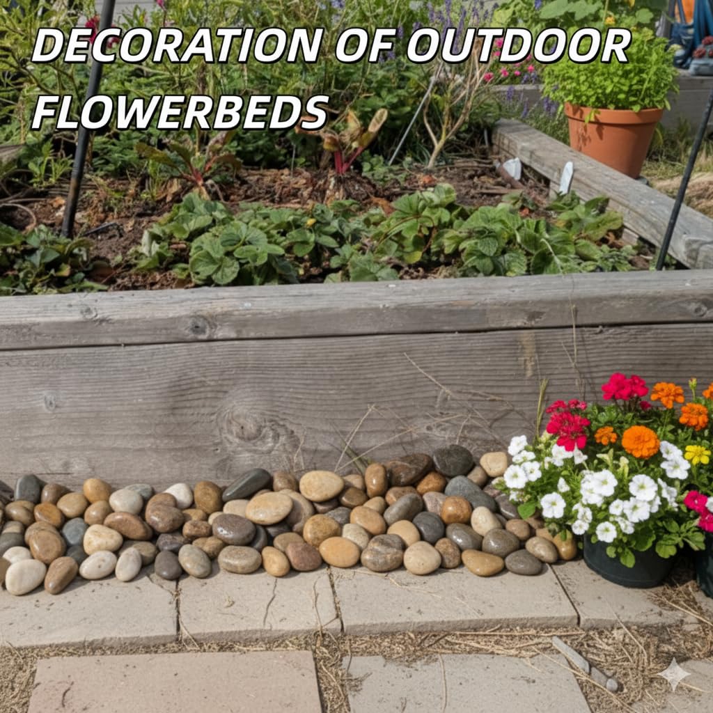 Detalle de BIOMAND 18lb River Rock Mix (1-3 inch) for Plants and Landscaping