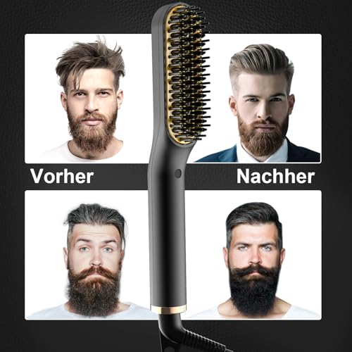 Detalle 1 de ANLAN Cepillo Alisador de Barba con 5 Niveles de Temperatura 🧔