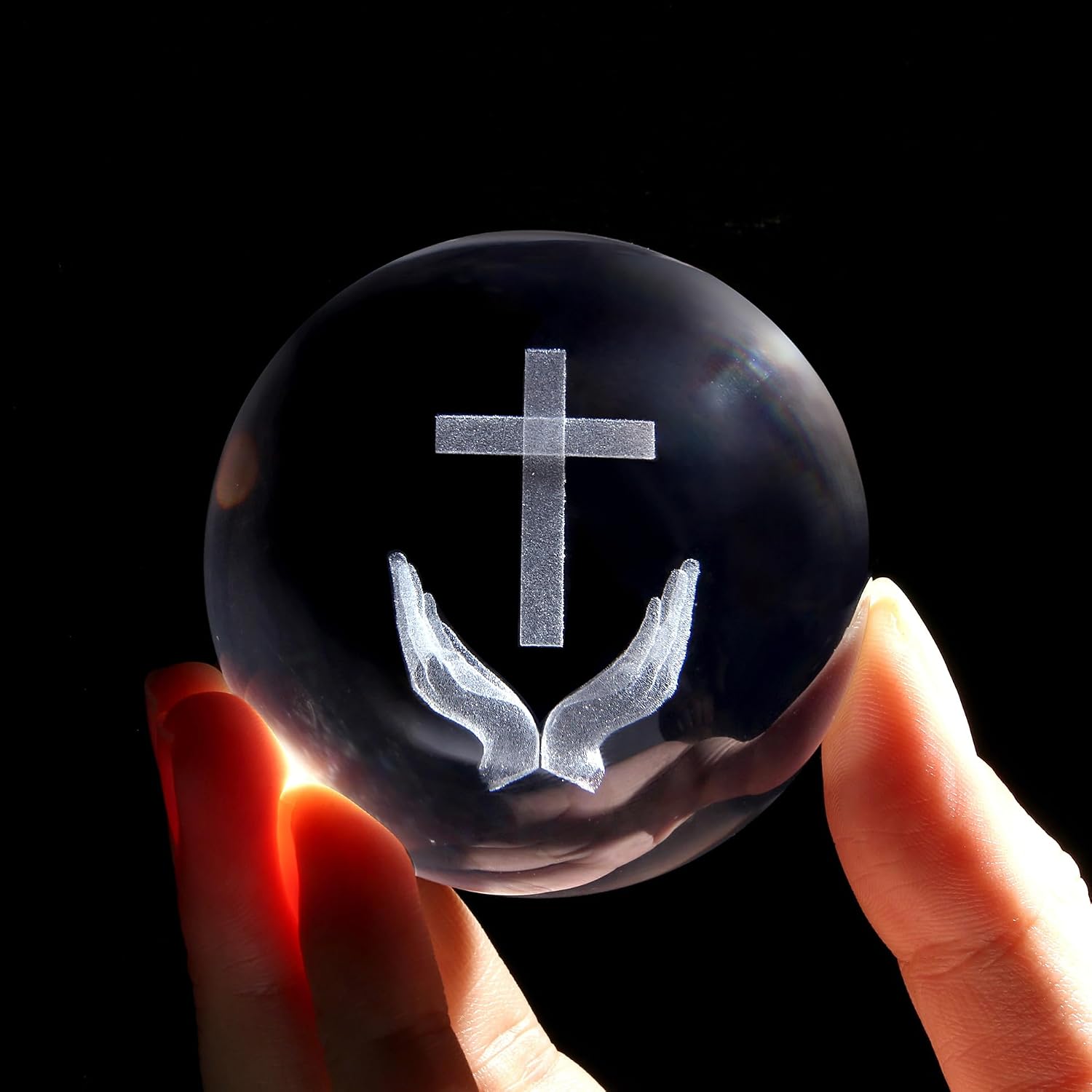 Thumbnail 4 de XIANNVXI 3D Cross Crystal Ball Paperweight with Light Base