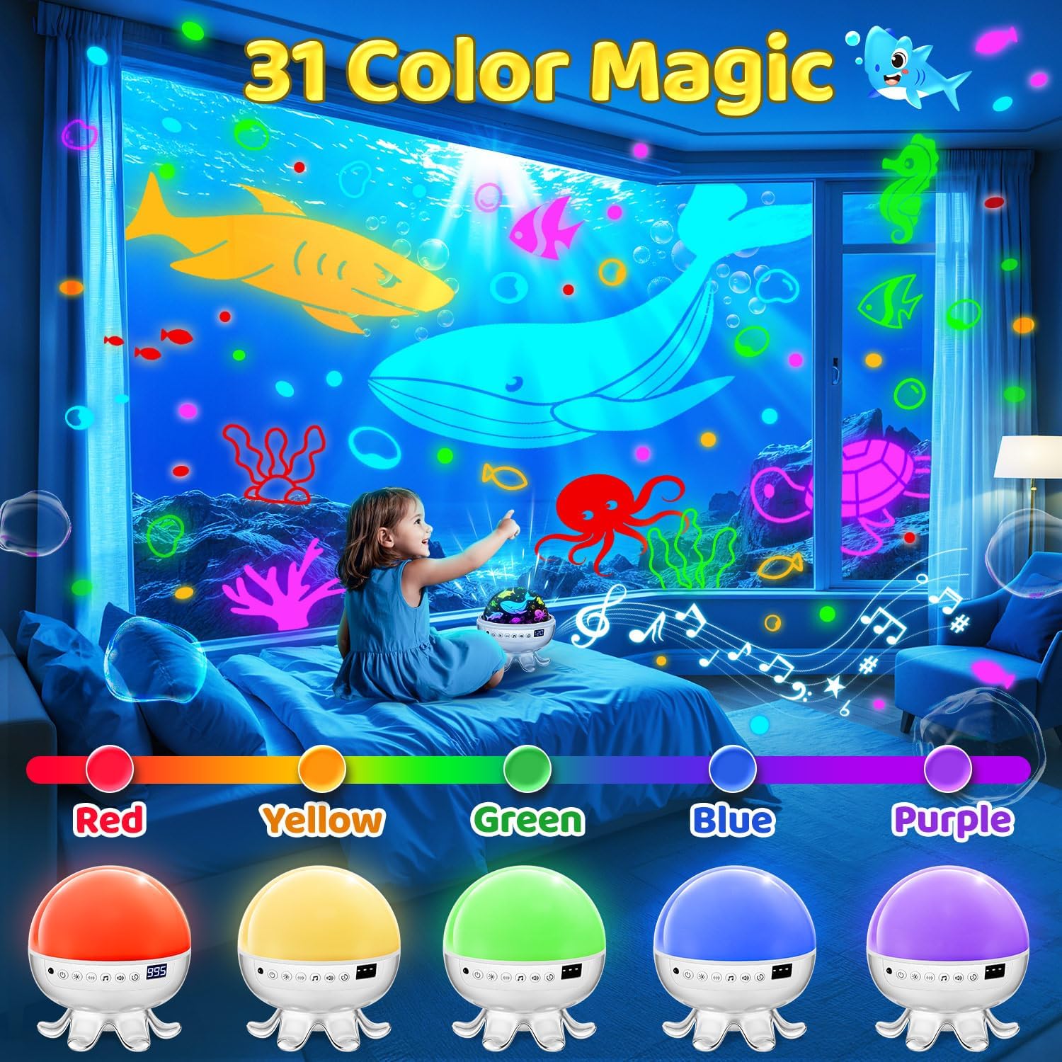 Thumbnail 3 de COOLNIGHT White Noise Machine Baby with Night Light Projector, 30 soothing sounds + 31 colours, timer & remote
