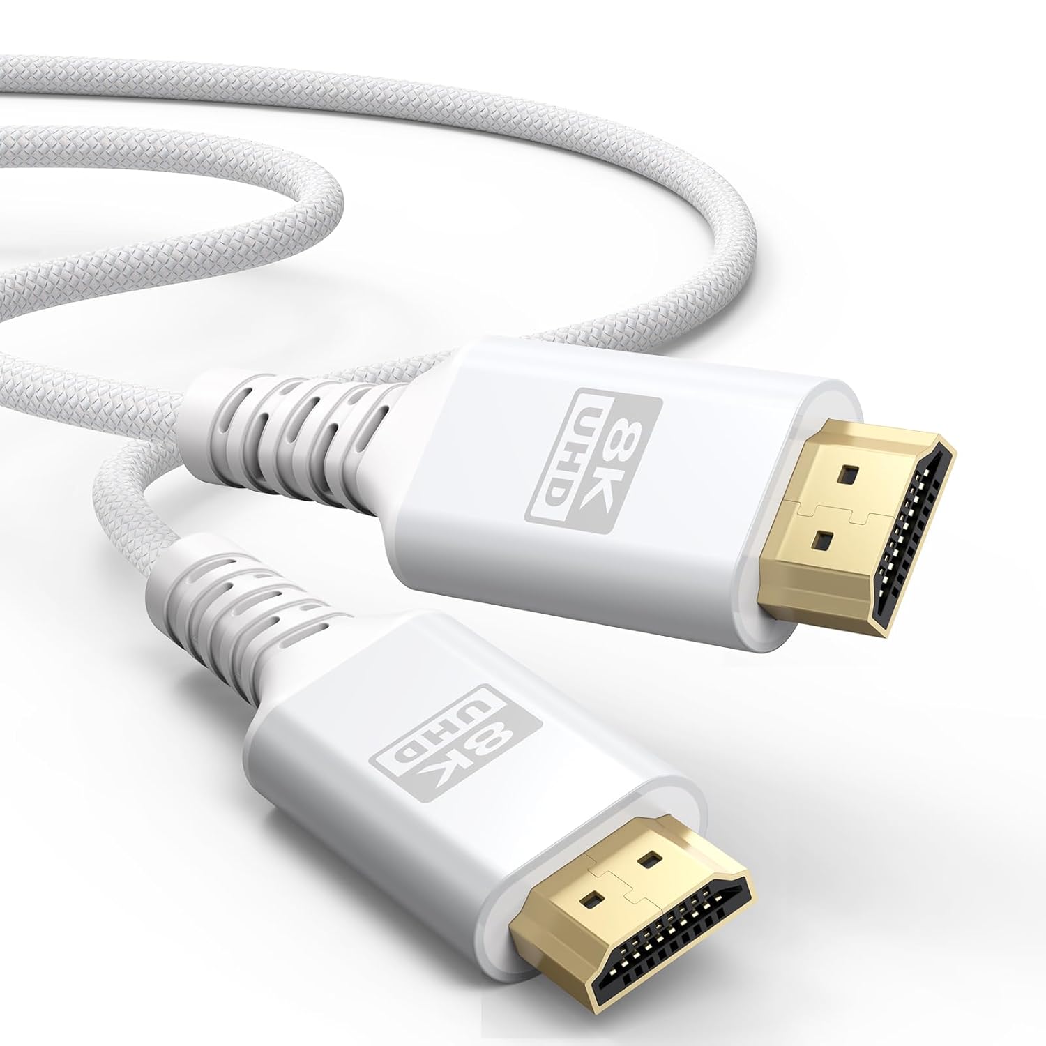 Detalle de UVOOI 8K White HDMI Cable 15 FT — HDMI 2.1, 48Gbps Ultra High Speed
