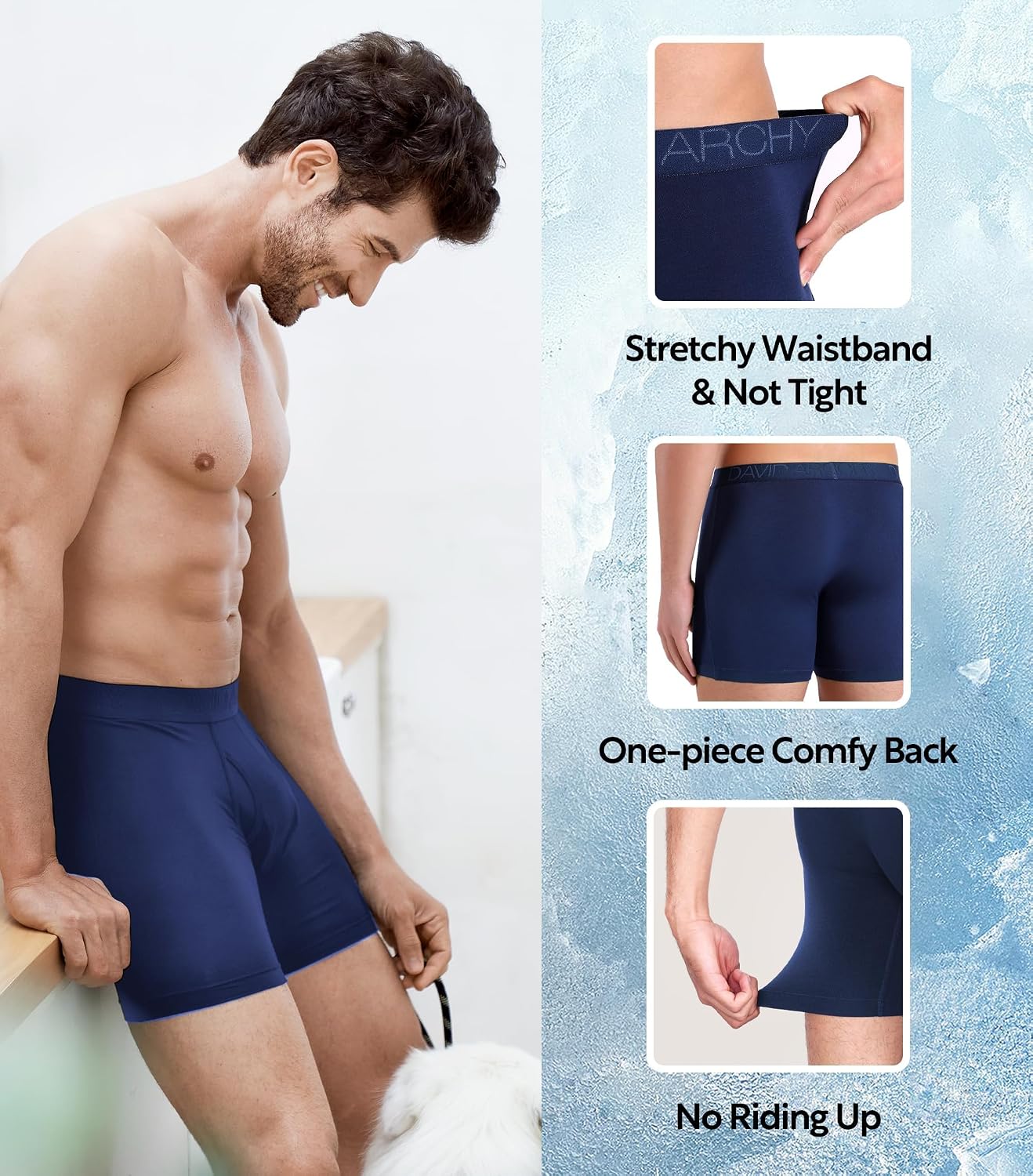 Detalle 2 de DAVID ARCHY MDANK17 Men's Bamboo Rayon Breathable Boxer Briefs Multipack