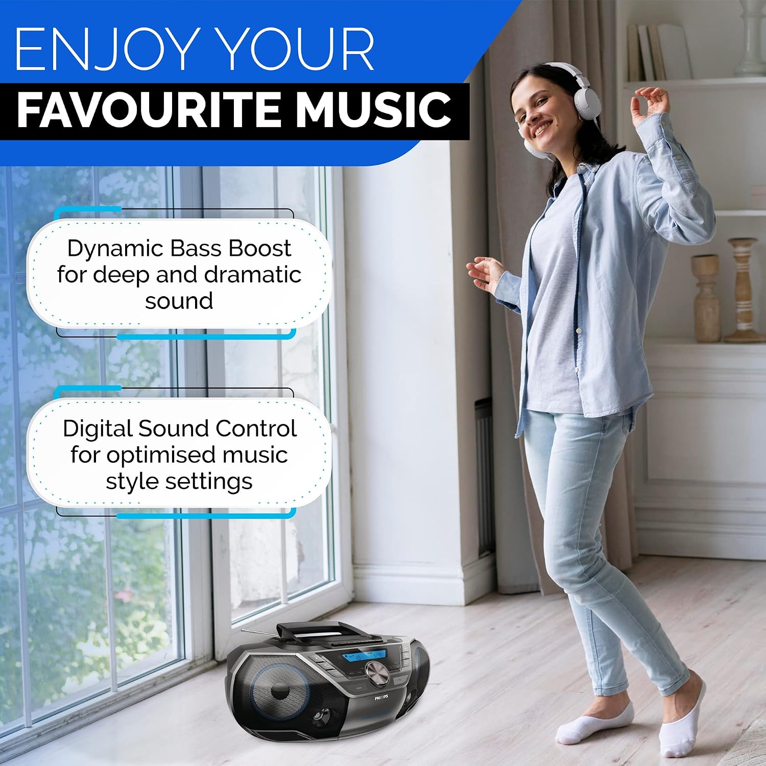 Thumbnail 4 de Philips Bluetooth Boombox with Cassette