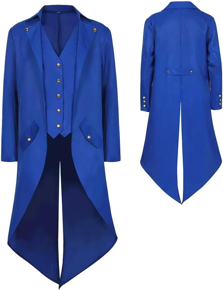 Detalle de YQVGFBY Gothic Steampunk-frak voor heren, lange jas in Victoriaanse stijl