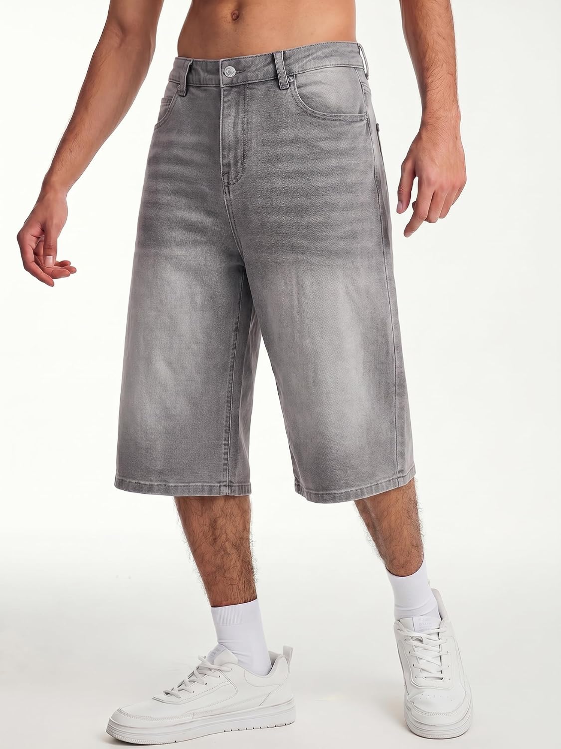 Detalle de JMIERR Jeans Shorts Herren Baggy 3/4 – Denim Bermuda im Y2K Streetwear-Stil
