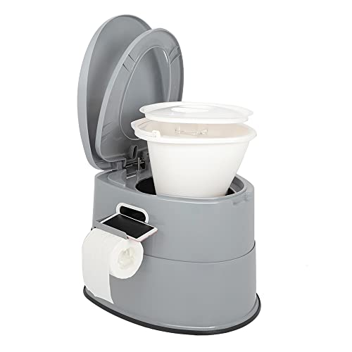 Detalle 2 de Bonnlo Toilettes de camping portable avec seau amovible — siège, couvercle et support de papier toilette