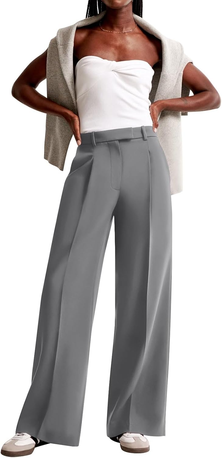 Detalle de NIMIN Women Wide Leg Pants High Waisted Dressy Work Trousers with Pockets