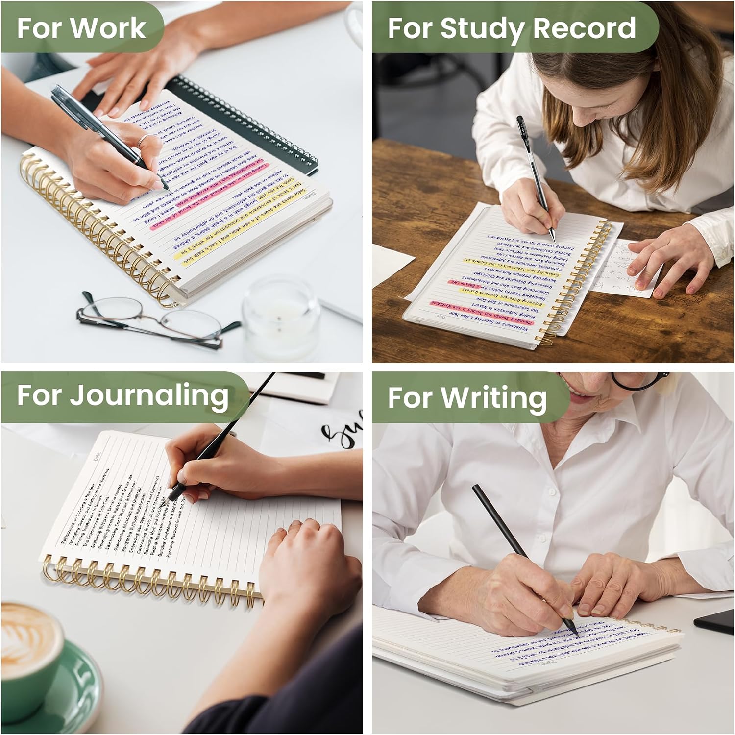 Thumbnail 6 de Taja B5 Spiral Notebook, 300 Pages, Hardcover, College Ruled, Green