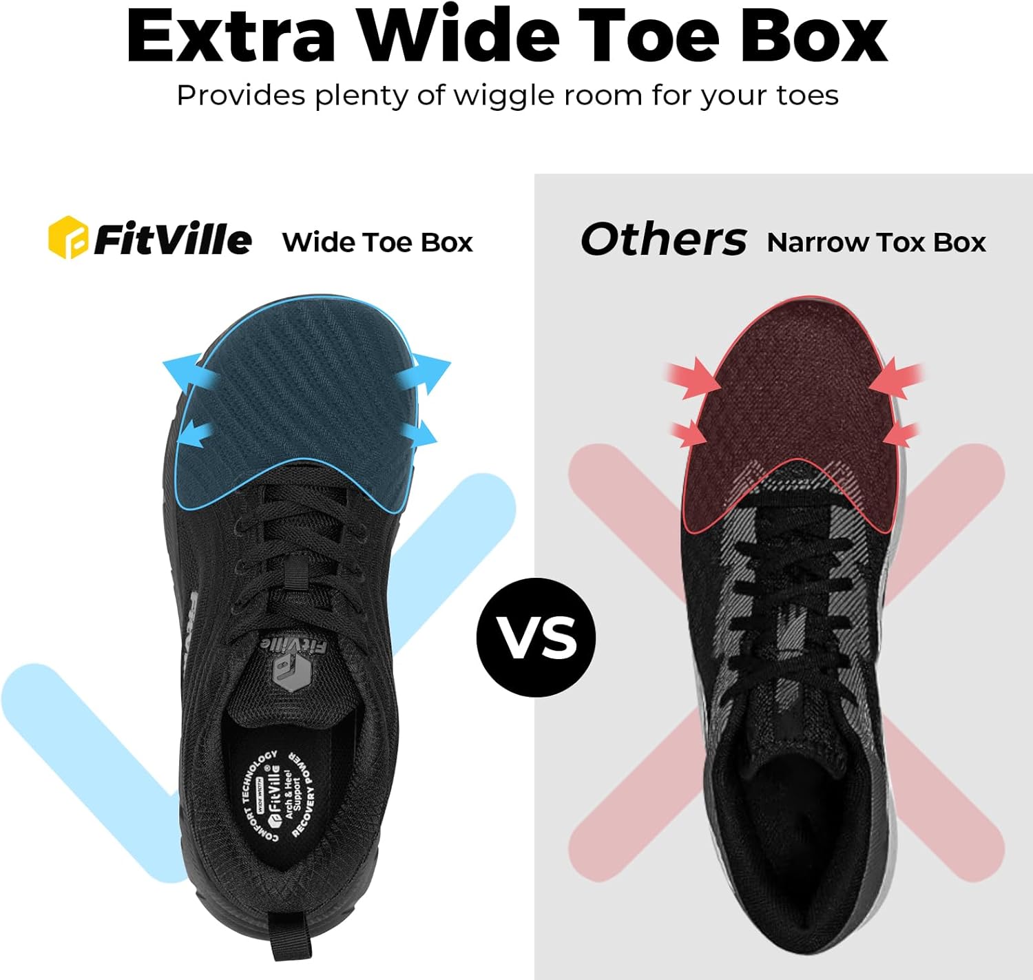 Detalle de FitVille Extra Weite Laufschuhe Herren – Atmungsaktive Turnschuhe mit breiter Zehenbox und guter Dämpfung