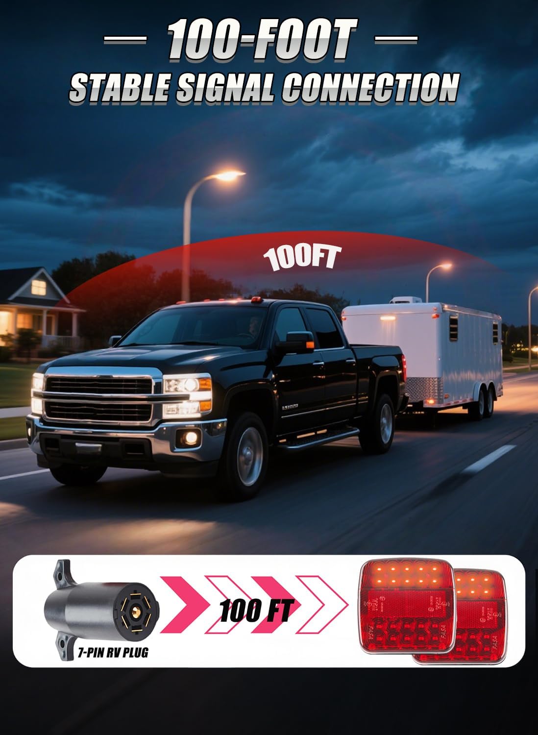Detalle 2 de OOGGA Wireless Trailer Lights Magnetic: Portable, Battery-Powered LED Kit for Safe Towing