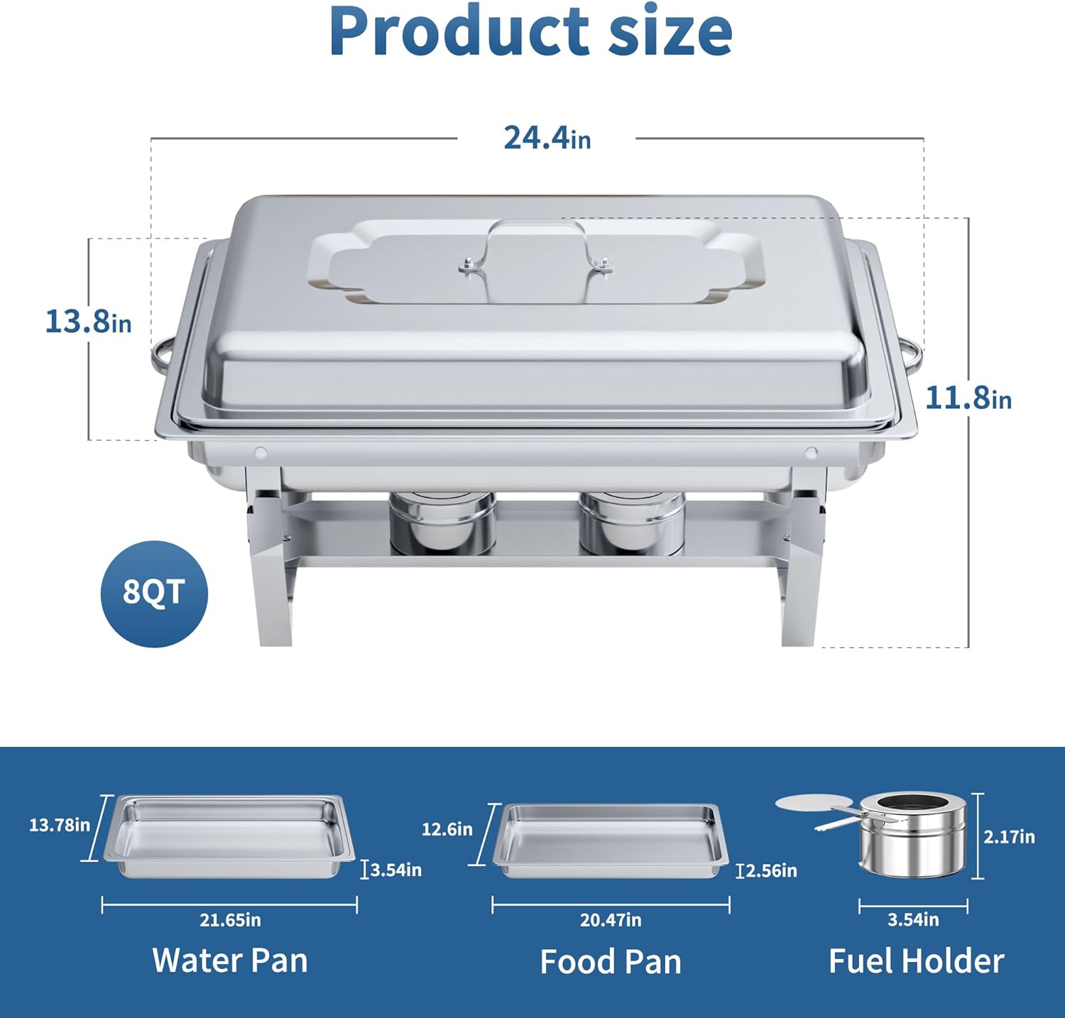 Detalle de Chafing Dishes for Buffet Set – 8-Quart Stainless Steel Chafer Set for Catering