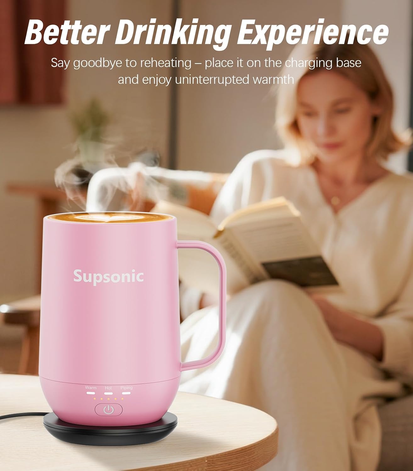 Detalle 2 de Supsonic 16oz Self-Heating Coffee Mug with Auto Shut-Off (S2)