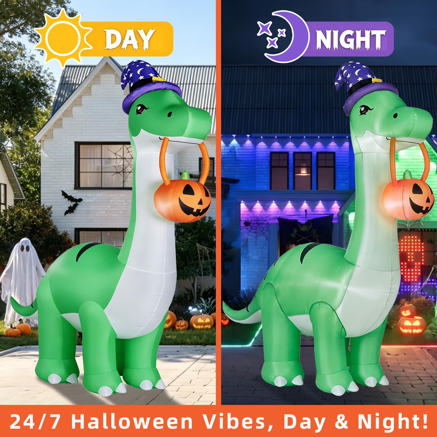 Detalle de inin IN-004 12-Foot Inflatable T-Rex Halloween Decoration with LED Lights