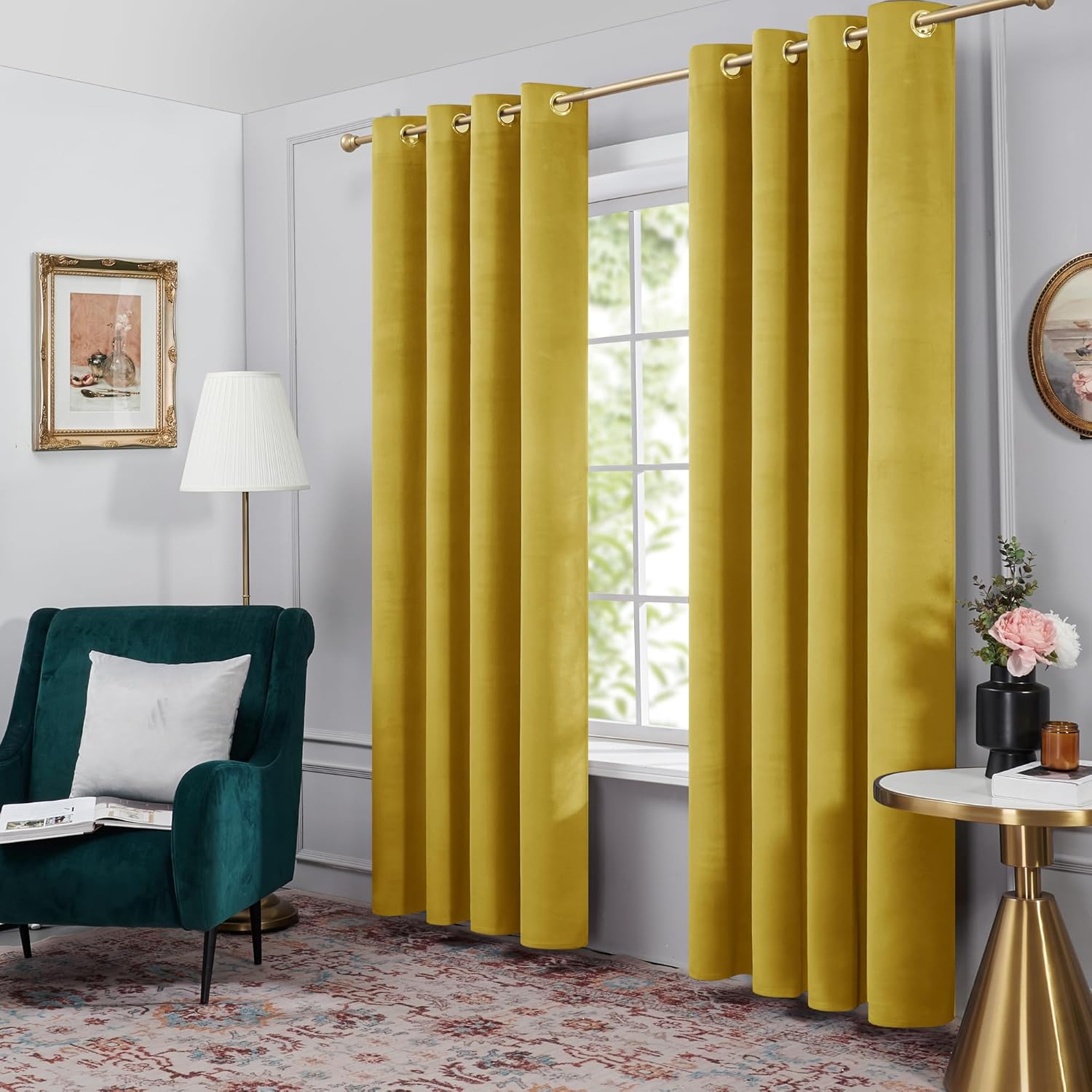 Thumbnail 1 de Deconovo Cortinas Opacas Térmicas Amarillo 140x180cm 🪟