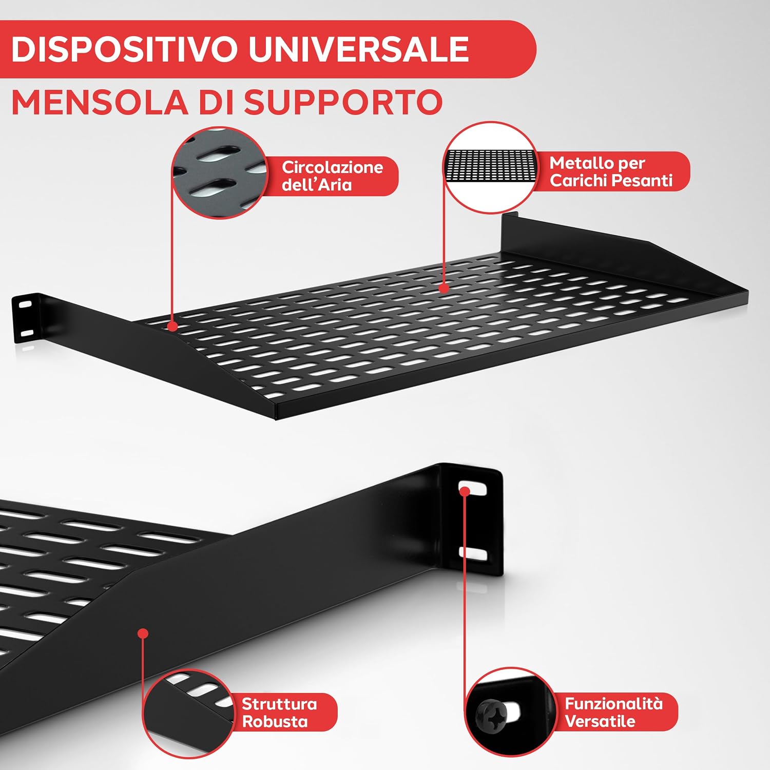 Detalle 2 de Mensole rack Pyle 48,3 cm 1U, 50 kg