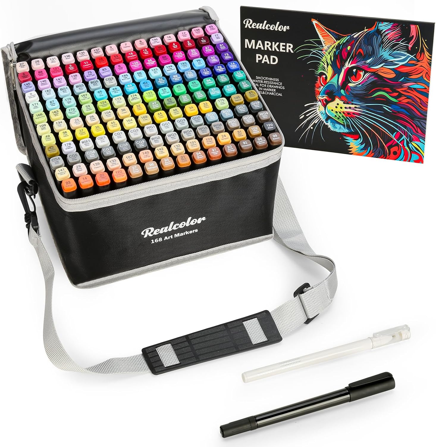 Imagen de Realcolor 168 Alcohol Markers Set: Dual Tip Art Markers for Drawing, Sketching and Crafting en OfertitasTOP