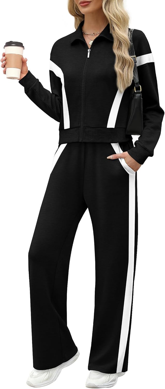 Detalle 2 de XIEERDUO Women's Lounge Set with Full-Zip Sweatshirt and Wide-Leg Pants