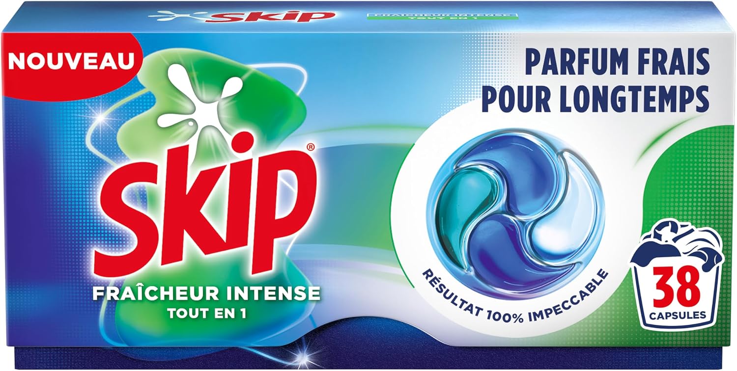 Detalle de Skip Lessive Caps Tout en 1 Fraîcheur Intense — Capsules efficaces pour un linge propre même en froid