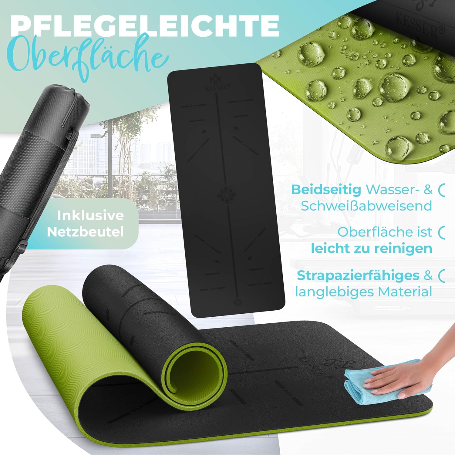 Thumbnail 4 de KESSER® Gymnastikmatte mit Tragegurt – rutschfeste TPE Fitness-/Yogamatte, 183 x 61 cm