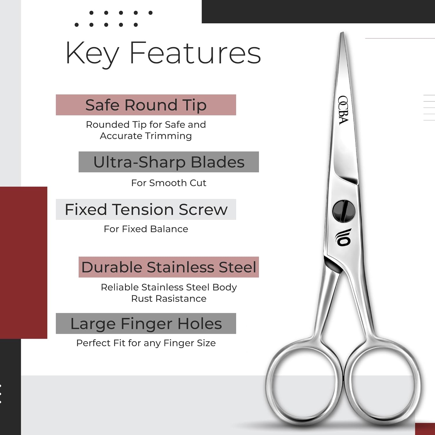 Detalle de OCBA Beard Scissor Professional stainless steel scissors ✂