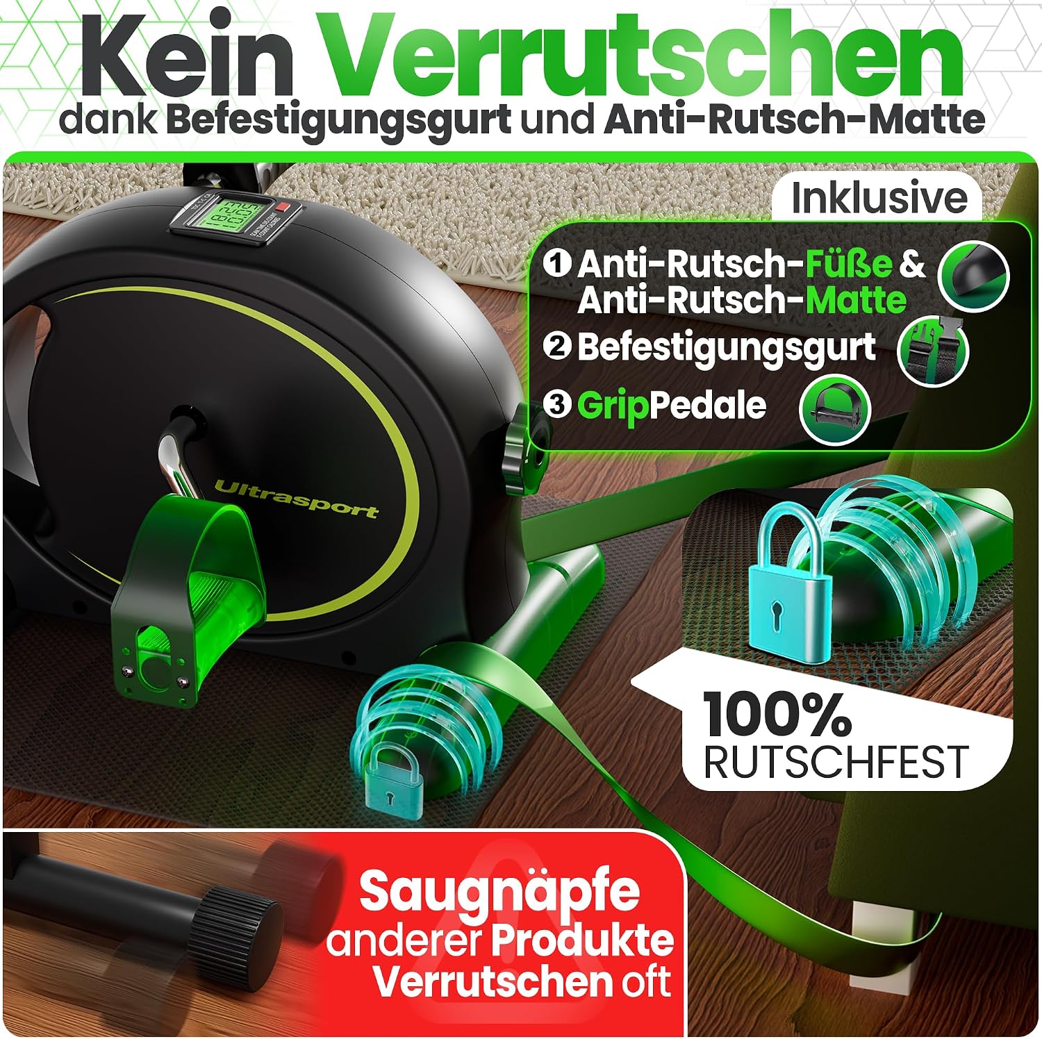 Detalle de Ultrasport Pedaltrainer für Zuhause, 2-in-1