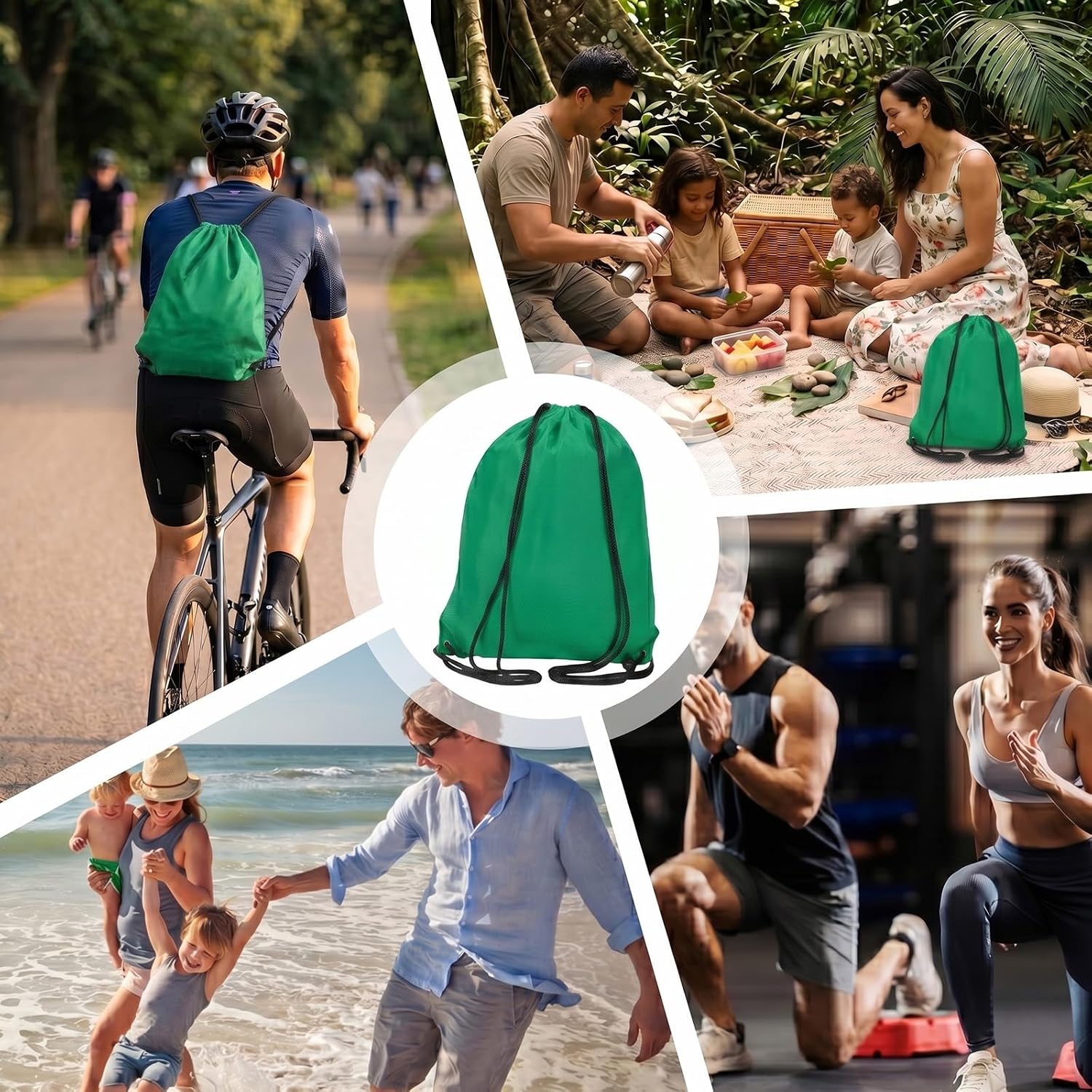 Thumbnail 6 de WESTWOOD FOX gymtas met trekkoord, 4 liter, opvouwbaar en groen