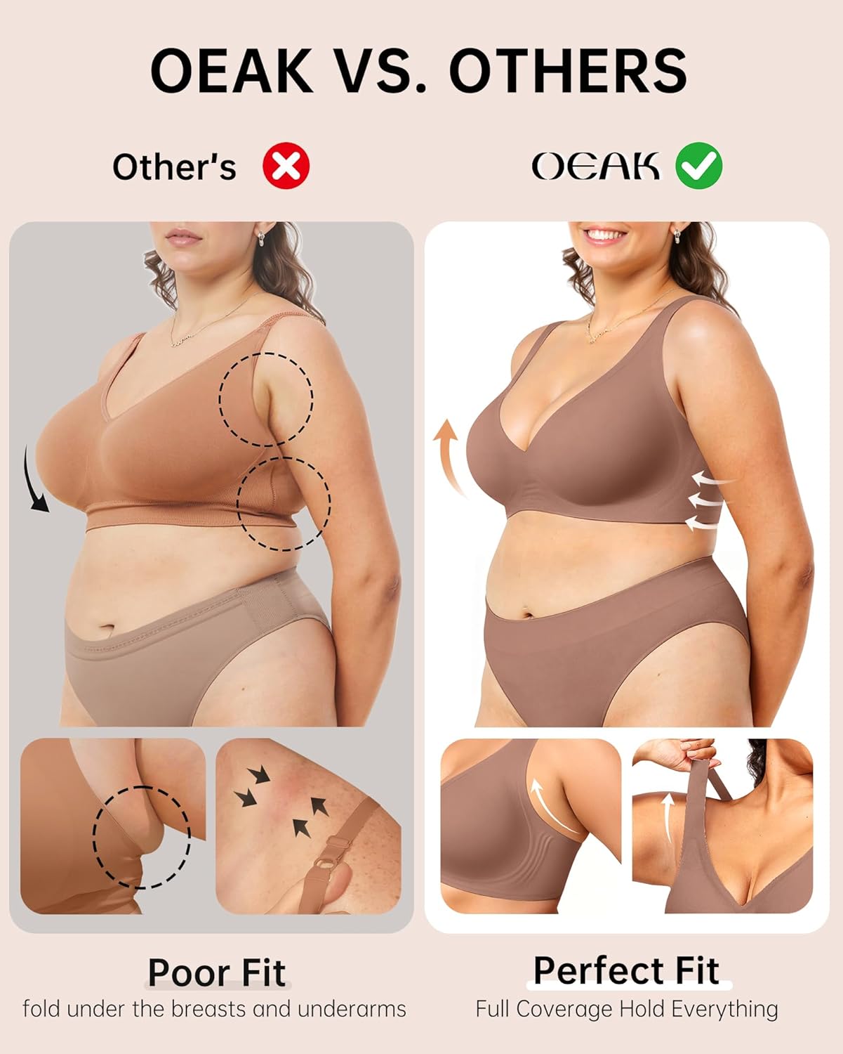 Thumbnail 3 de OEAK Deep V No-Wire Bra for Women (Seamless Lift & Comfort)