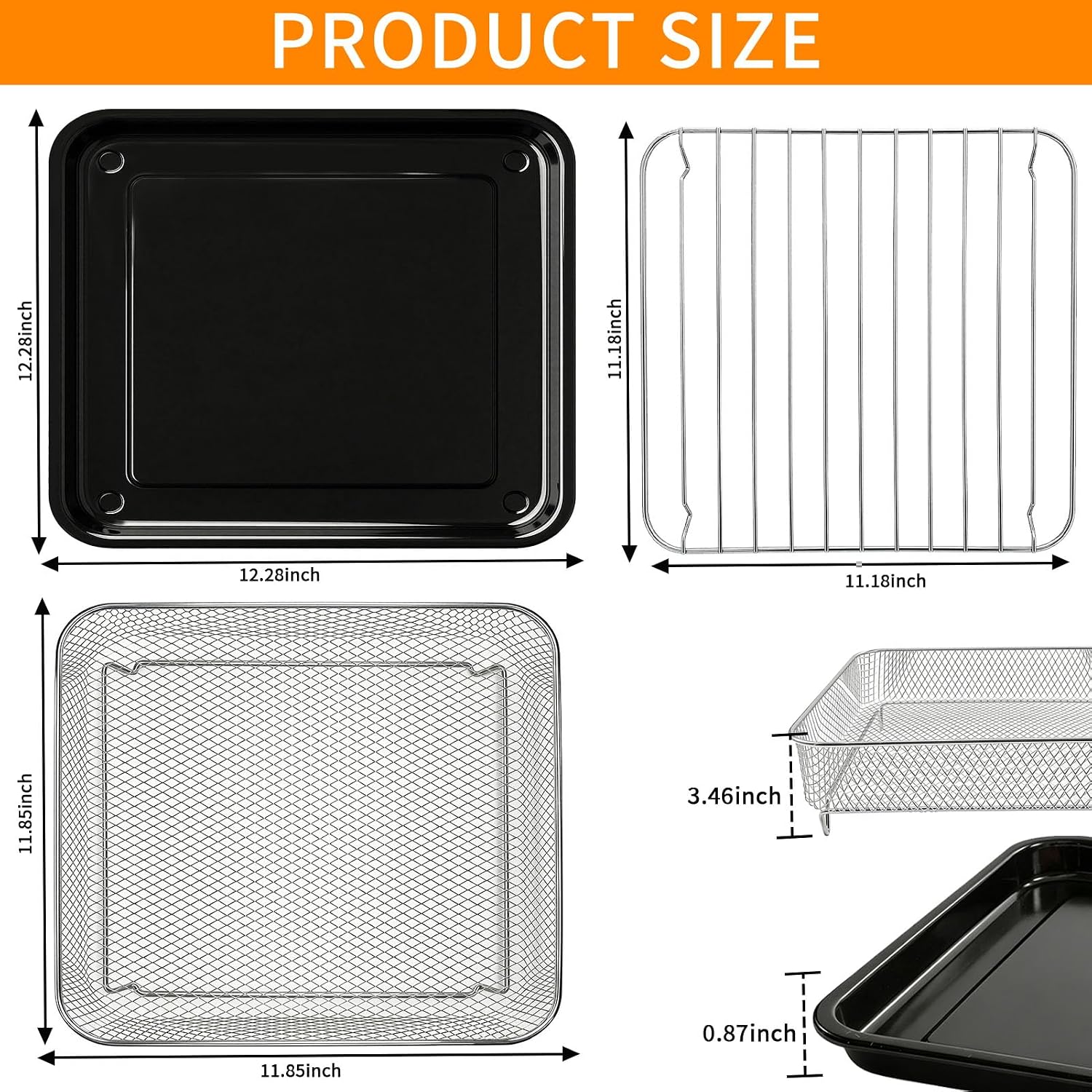 Detalle 2 de GCQFZ air fryer oven tray, 12.2 × 12.2 inches