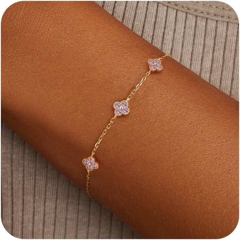Thumbnail 6 de ZHESHY Kleeblatt-Armband für Damen (14K vergoldet) mit Zirkonia, wasserfest & verstellbar