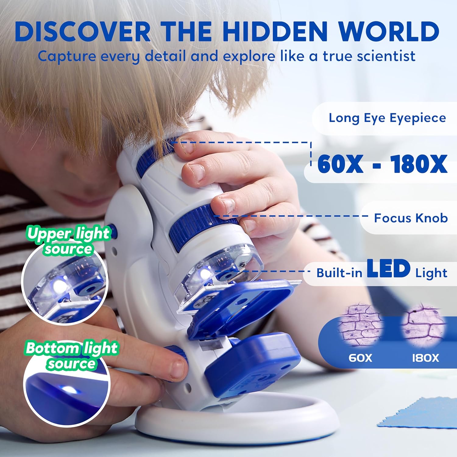 Thumbnail 4 de Klever Kits Microscope for Kids: 2 in 1 Portable LED Microscope (60x–180x) with Slides and Phone Holder