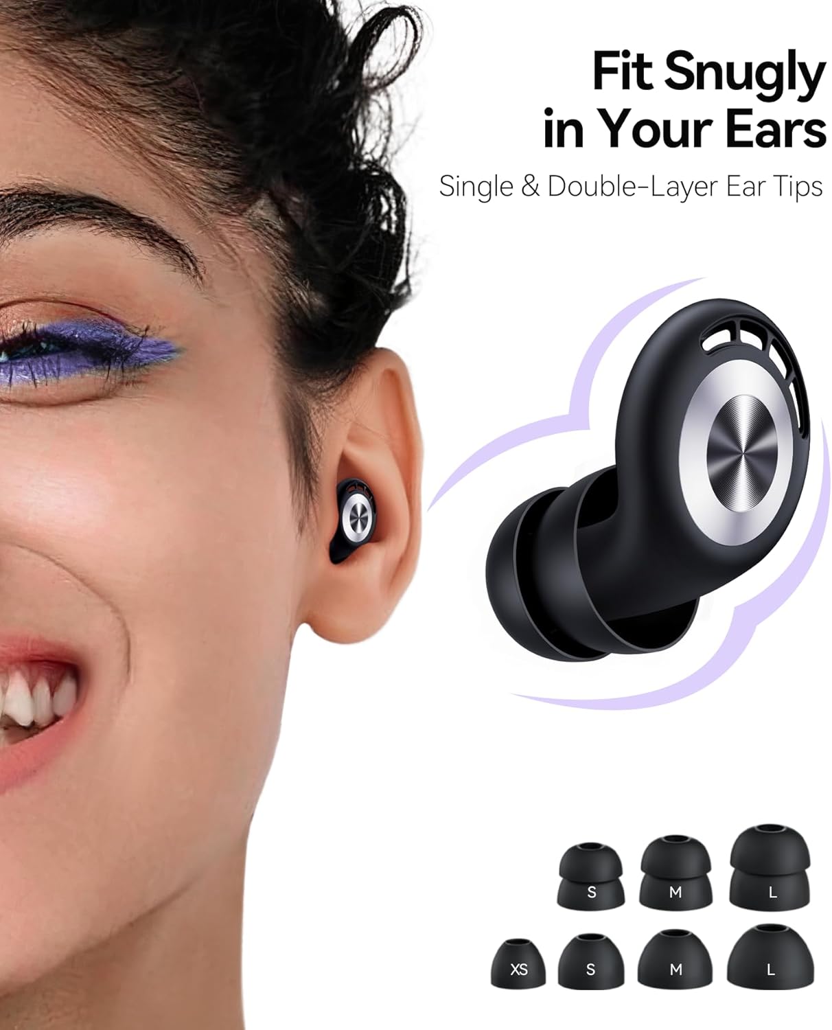 Detalle de Ear Plugs for Sleeping 50dB: Noise-Cancelling Silicone Eartips Kit with Case