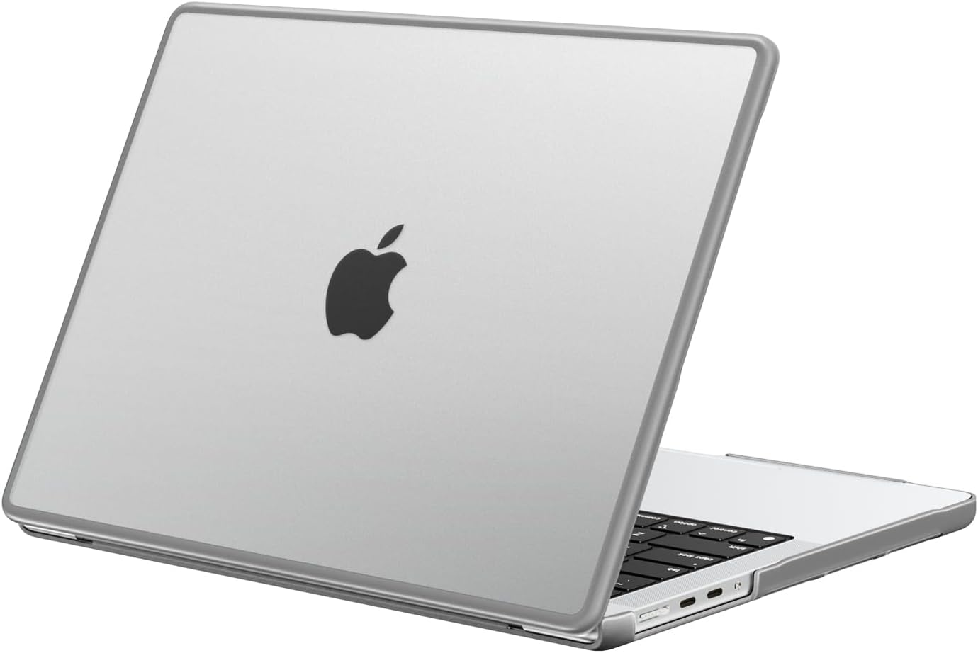 Detalle de BlueSwan Hülle für MacBook Pro 14 Zoll (2021–2026) — TPU-Rahmen, matte Anti-Fingerprint Schutzhülle in Grau