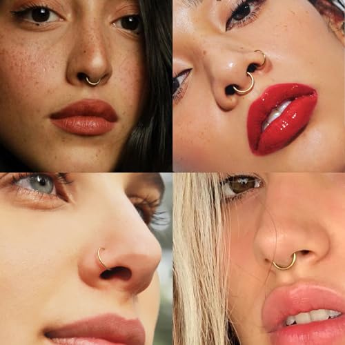Thumbnail 6 de DAI JY Titanium Nose Ring Hoop (20G/18G/16G) with 6–10mm Inner Diameter – Gold-20g, 7mm