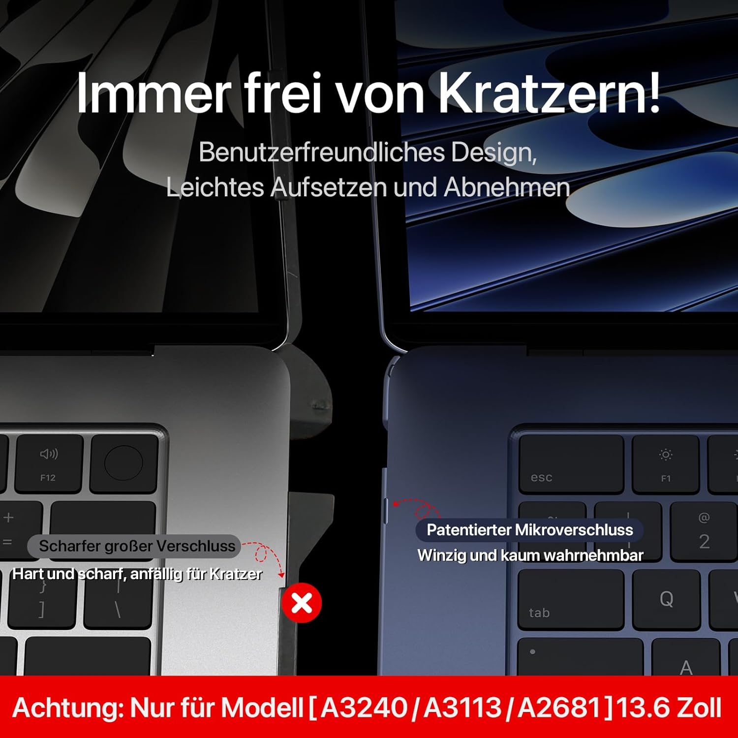 Thumbnail 4 de Schutzhülle für MacBook Air 13,6 Zoll mit Hartplastik-Fixierung – kompatibel mit A3449/A3240/A3113/A2681 (M2/M3/M4/M5)