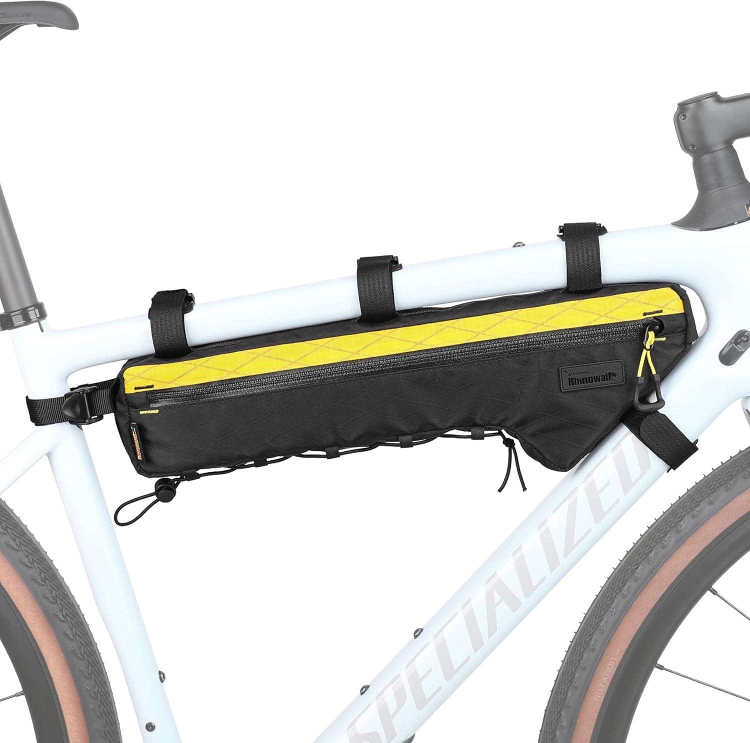 Detalle de Rhinowalk Waterproof Bike Frame Bag (Triangle) 2.4L – Under-Top Tube Pouch for Cyclists