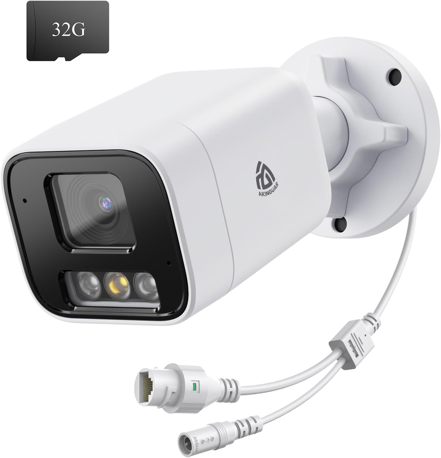 Telecamera esterna PoE 4K 8MP con sirena e luci – rilevamento uomo/veicolo, 32 GB, IP66