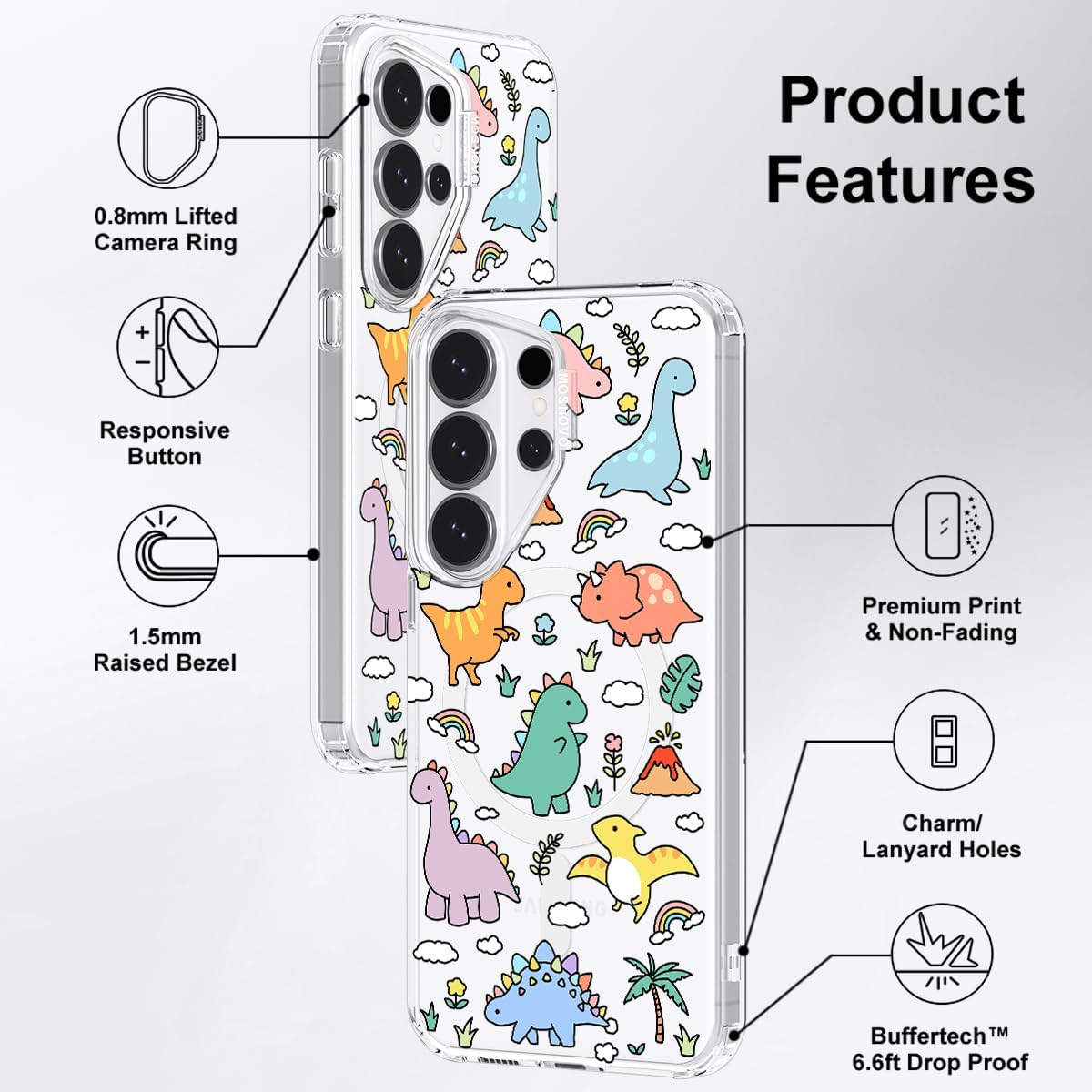 Detalle 2 de MOSNOVO Galaxy S26 Ultra Clear Case with MagSafe | Buffertech Dual-Layer Shockproof Protection