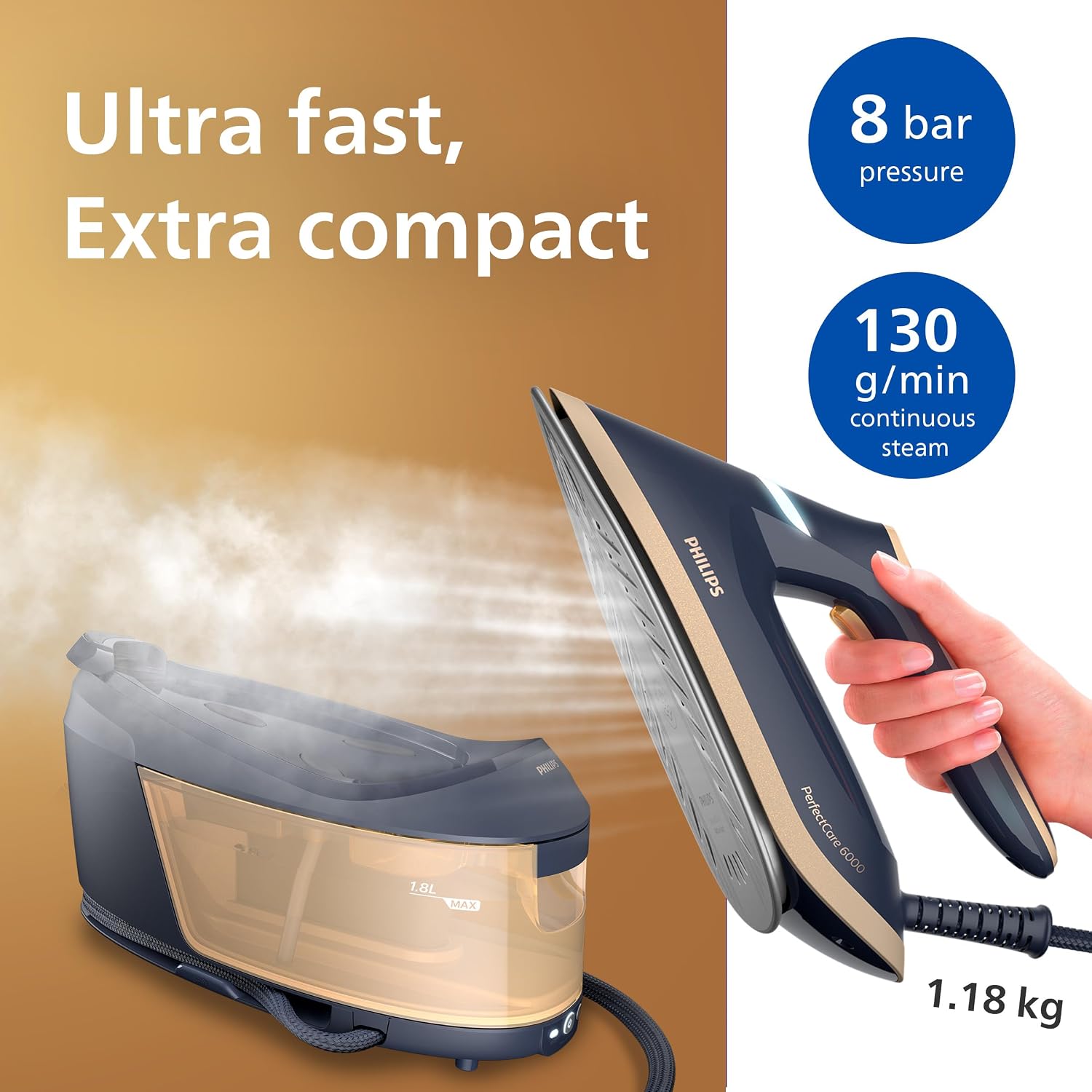 Detalle de Philips PerfectCare 6000 Series Steam Generator (PSG6066/26) with OptimalTEMP and 1.8L detachable tank