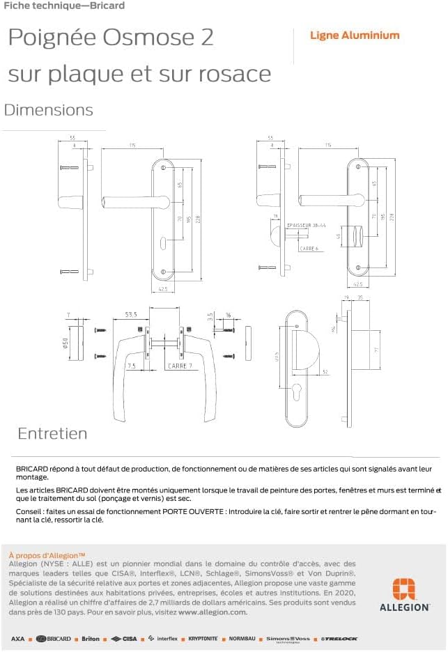 Detalle de Bricard 7E8081 Osmose 2 Key Door Handles, Matt Black Aluminium