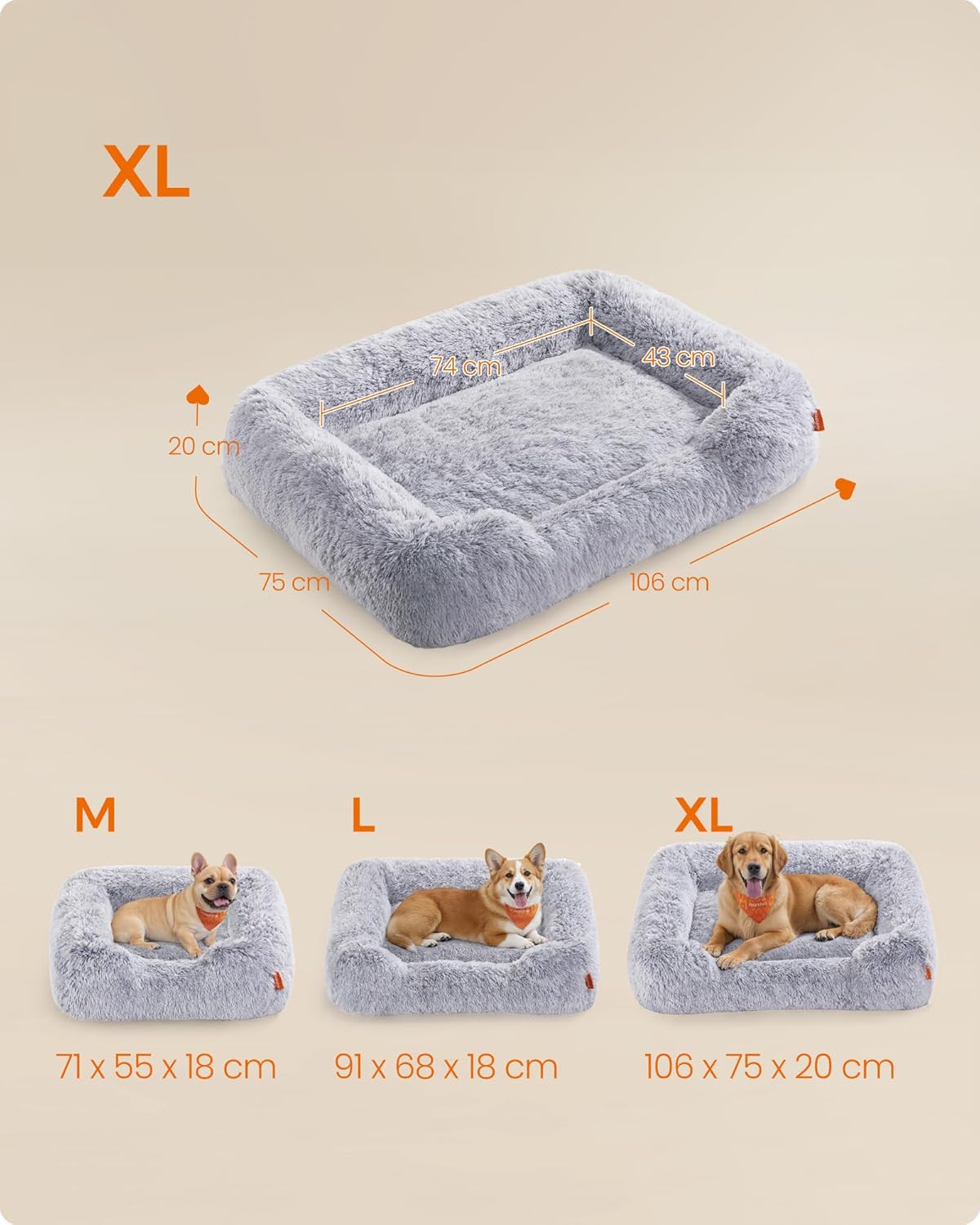 Thumbnail 4 de Feandrea PGW273G01 dog sofa bed 106 x 75 x 20 cm