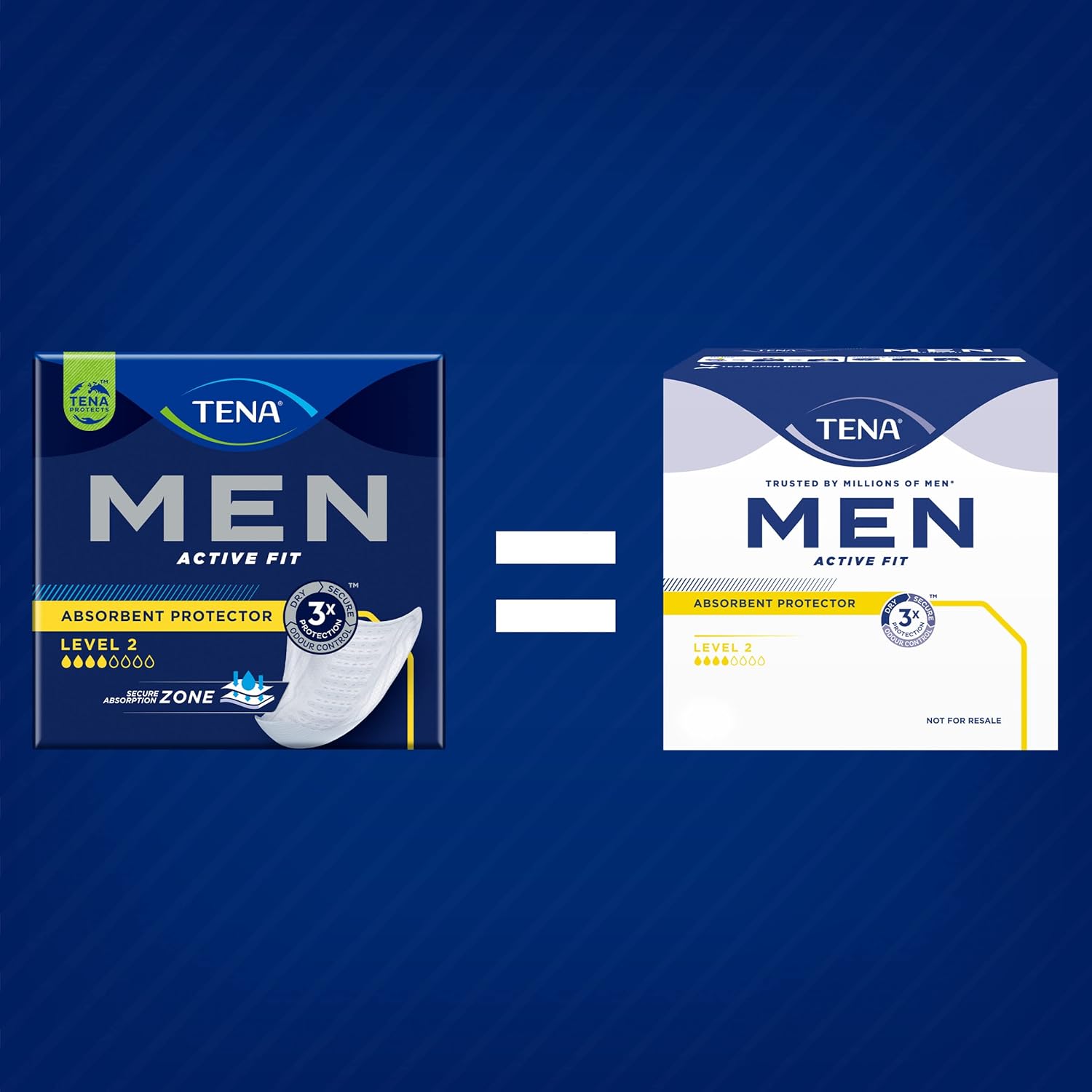 Thumbnail 2 de TENA Men Level 2 Absorbent Protector Pads – Cup-shaped, 60 pads (10 x 6 packs) for Medium Incontinence