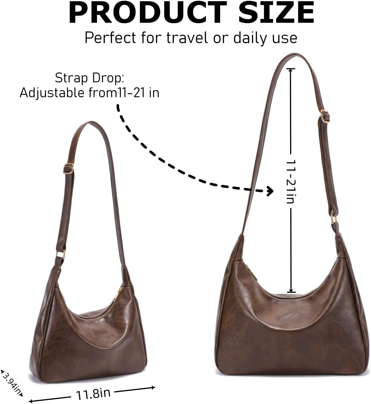 Detalle de JOLLQUE Crossbody Bags for Women: Soft Foldable Vegan Leather Shoulder Handbag