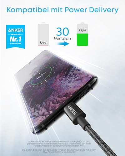 Detalle de Anker 60W USB-C auf USB-C Kabel PD 3.0 – 2er Set, 1 m