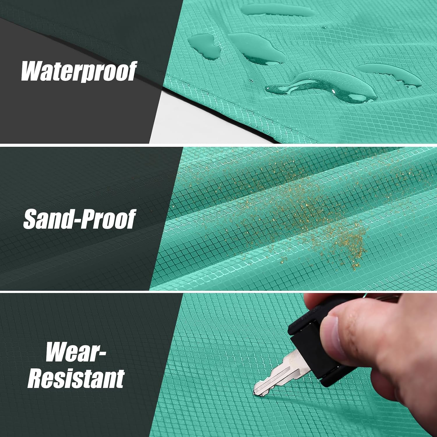 Detalle de Odoland tapis de plage en nano imperméable anti-sable 110 × 160 cm, vert clair