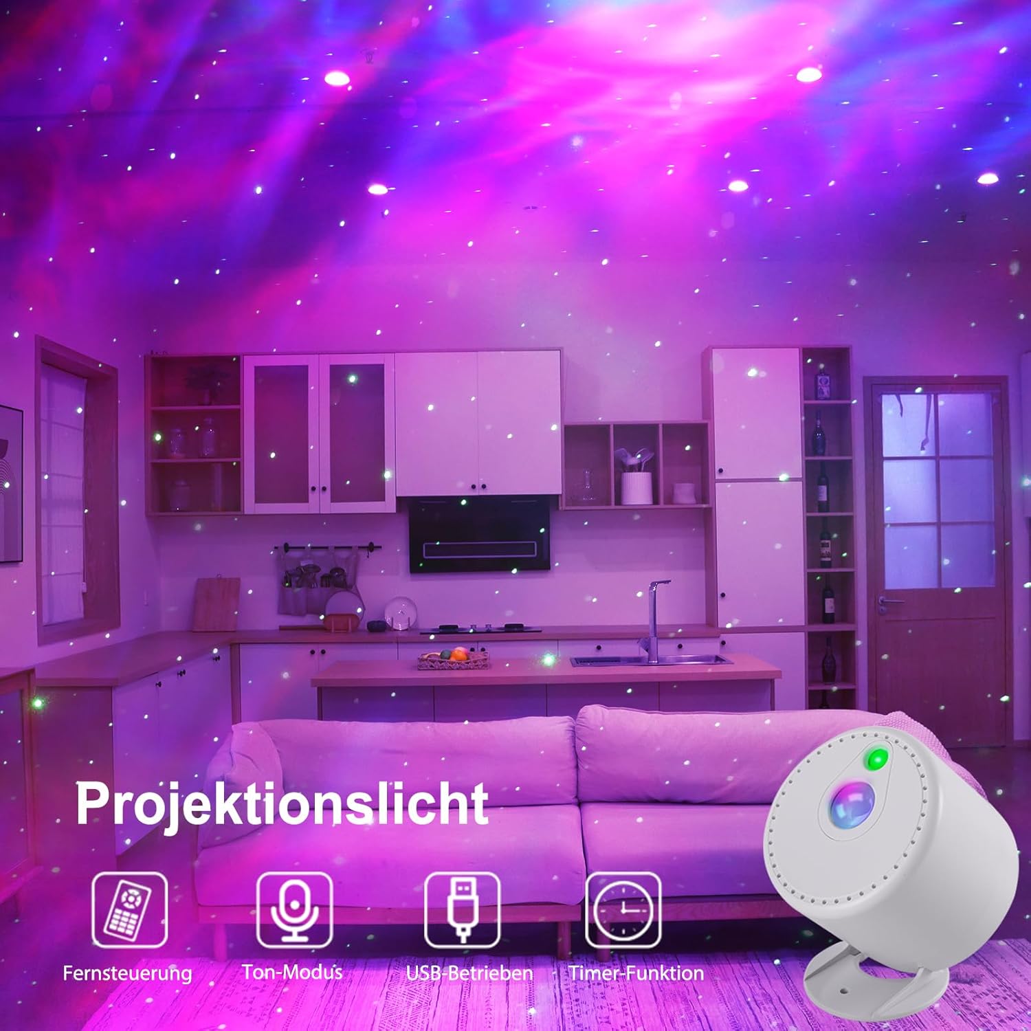 Thumbnail 6 de Lampada Proiettore Stelle LED con cielo stellato, timer e telecomando per bambini e adulti