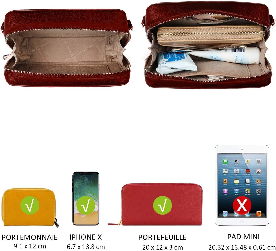 Thumbnail 4 de David Jones Petit sac bandoulière rectangulaire femme en cuir PU rigide rouge bordeaux