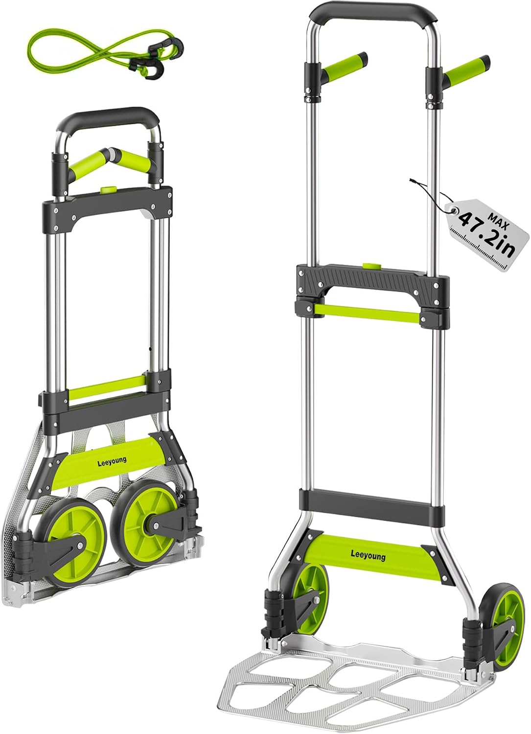 Detalle de Leeyoung Folding Hand Truck and Dolly, 309 lb Capacity, Aluminum, 47.2-Inch Handle